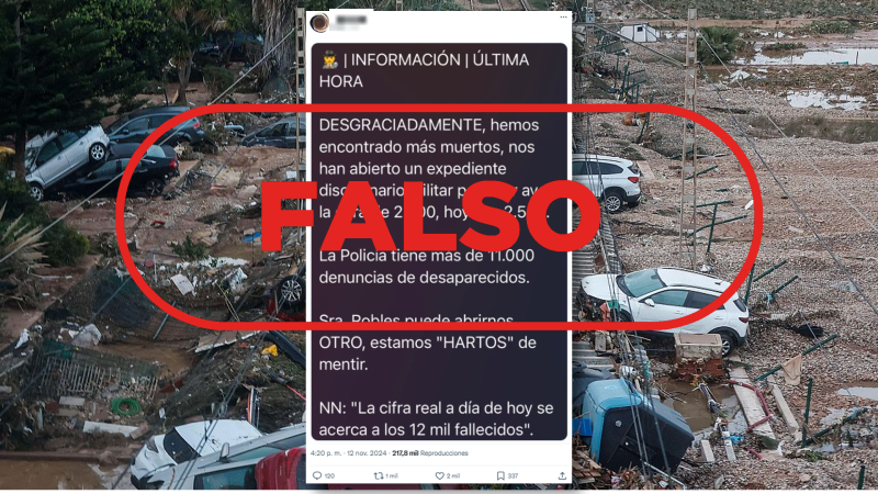 La cifra de fallecidos tras la DANA en Valencia no es de 12.000 personas