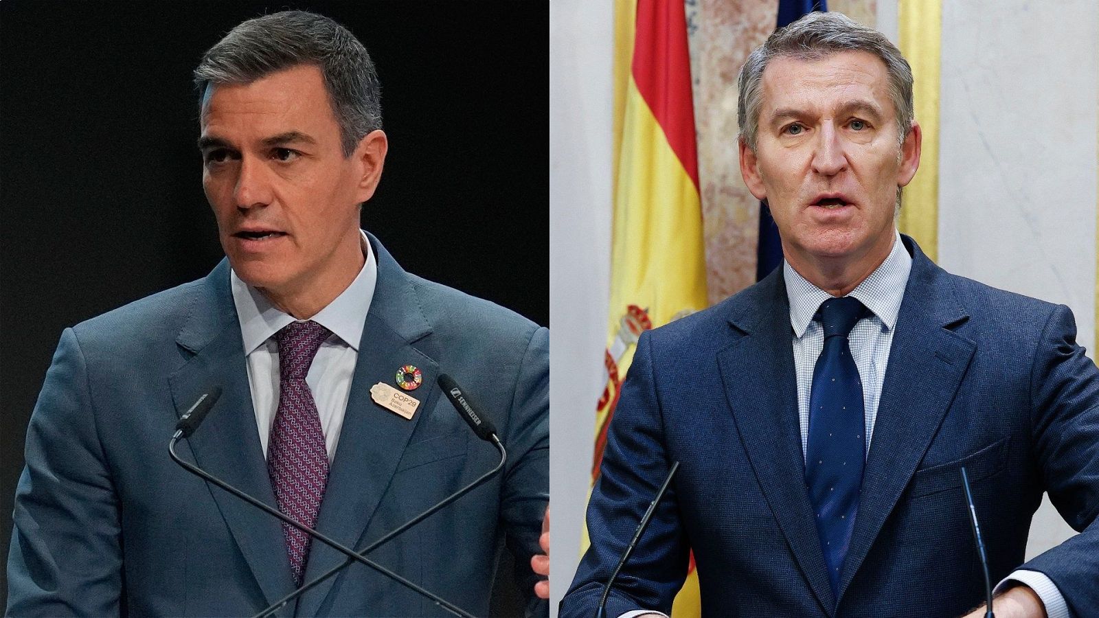 Barómetro CIS: el presidente del Gobierno, Pedro Sánchez, y el líder del PP, Alberto Núñez Feijóo.