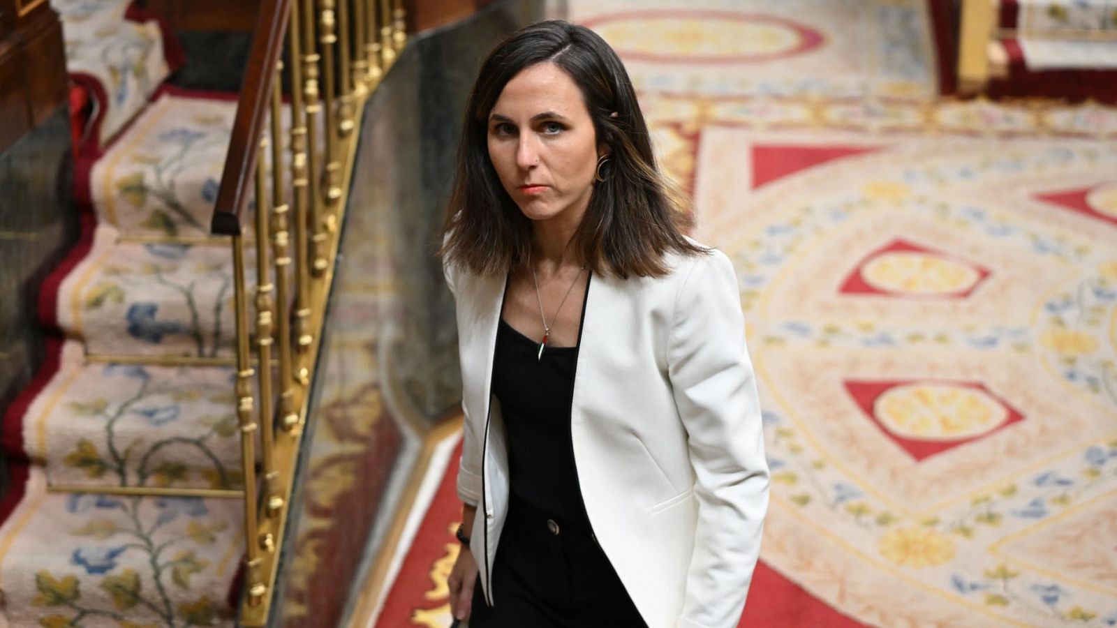 La líder de Podemos, Ione Belarra, tras una sesión de control al Gobierno