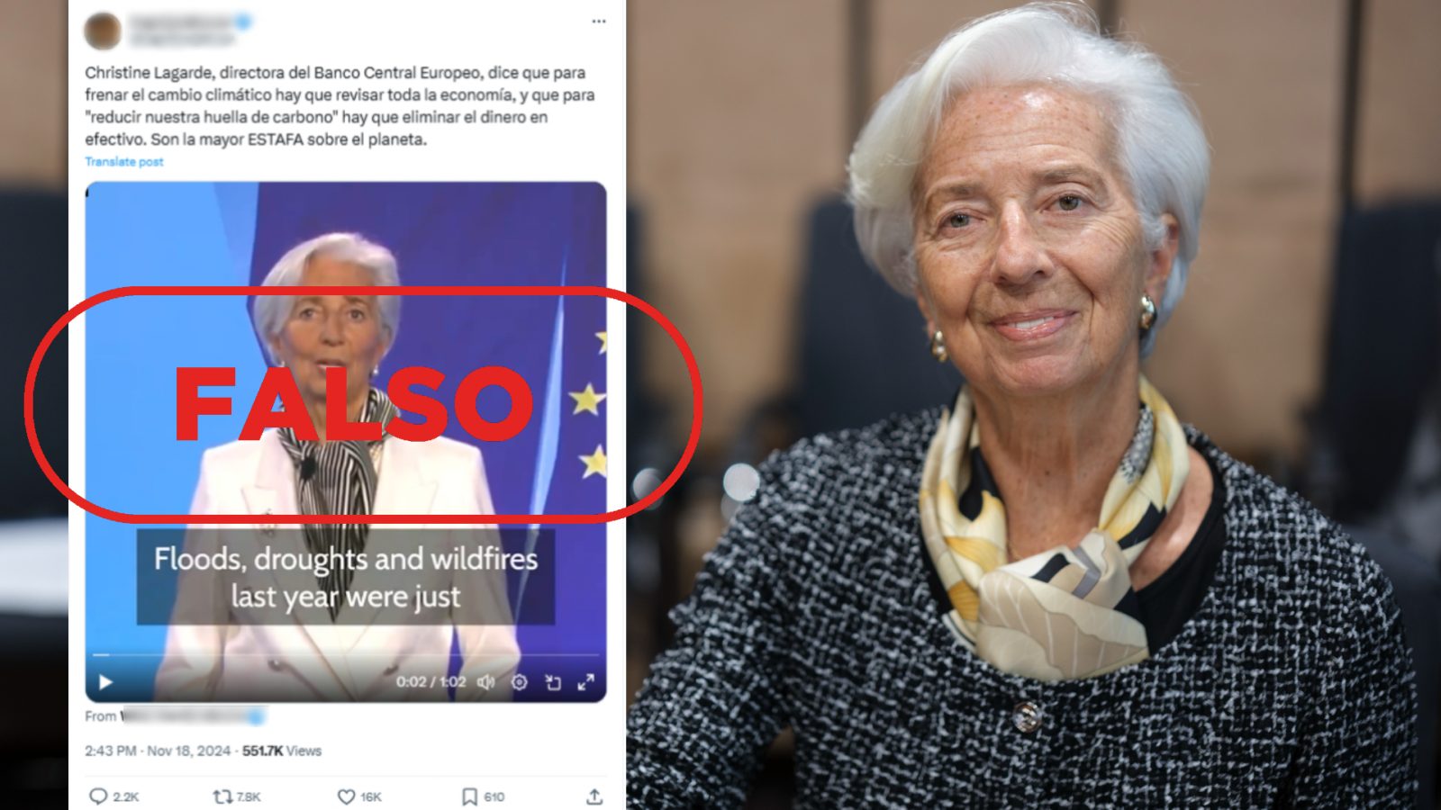 Christine Lagarde no ha pedido eliminar el dinero en efectivo por el cambio climático 