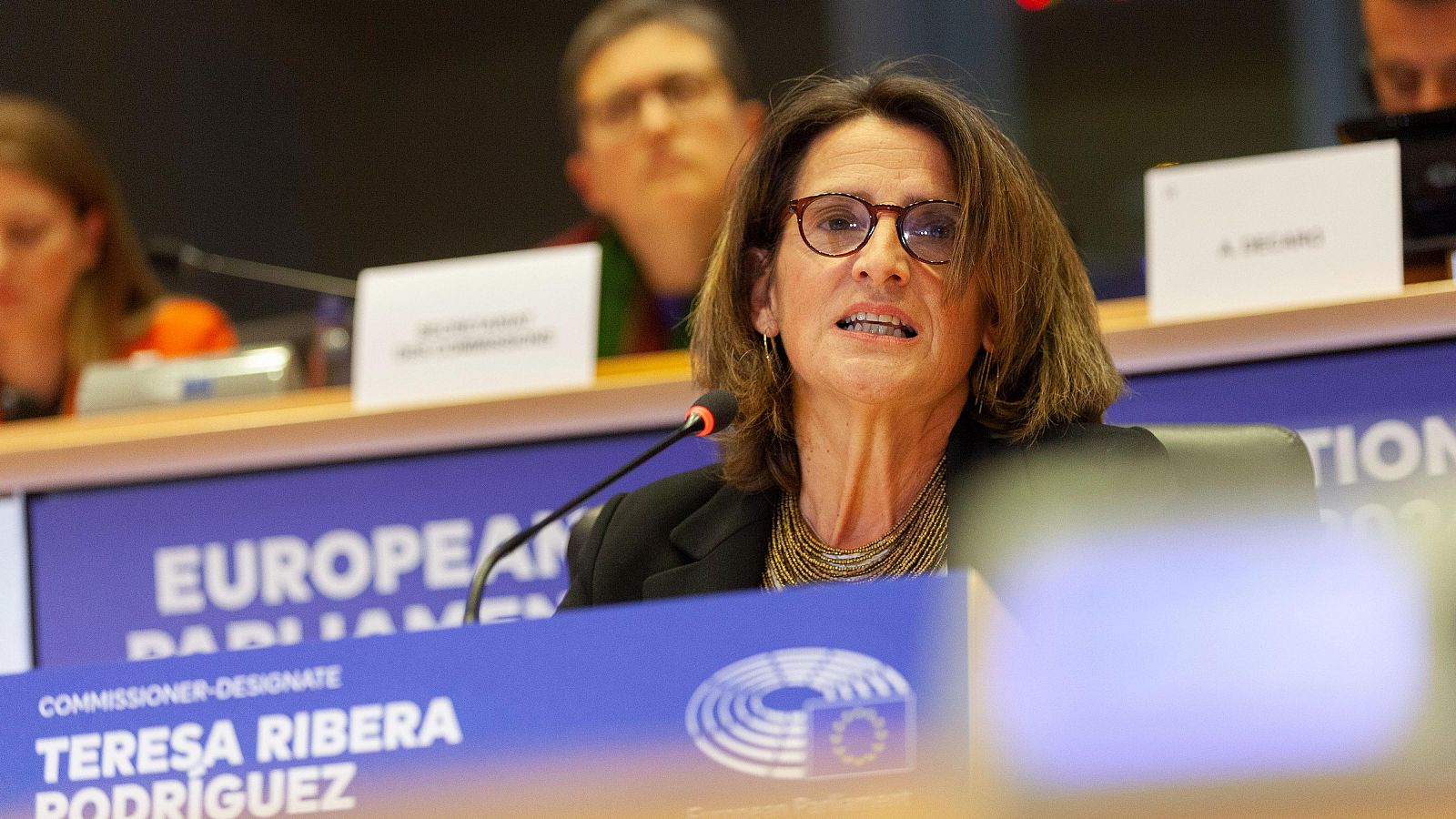 Teresa Ribera en la audiencia para confirmar su puesto en el Parlamento Europeo