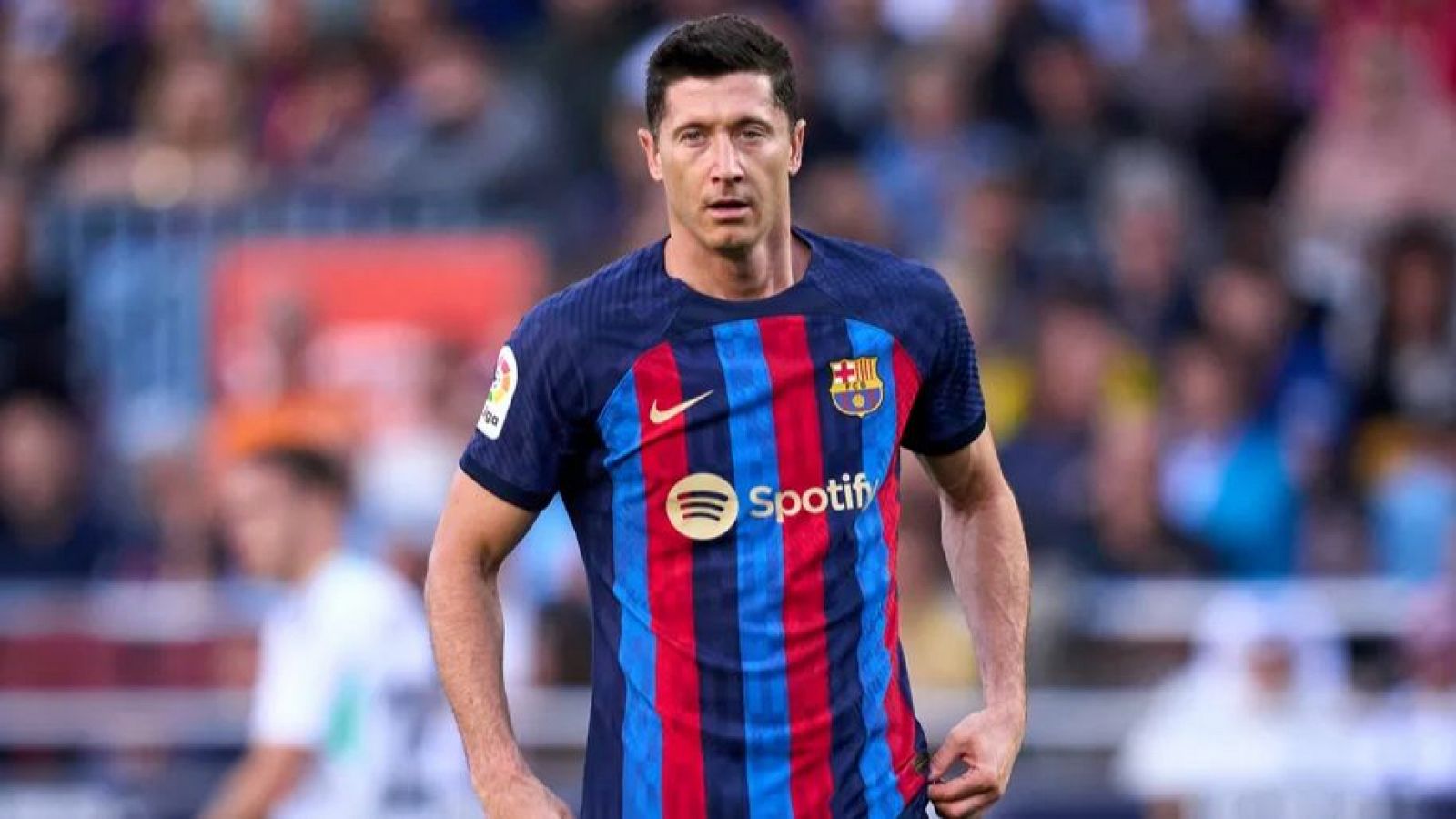 Robert Lewandowski durante un partido del Barcelona