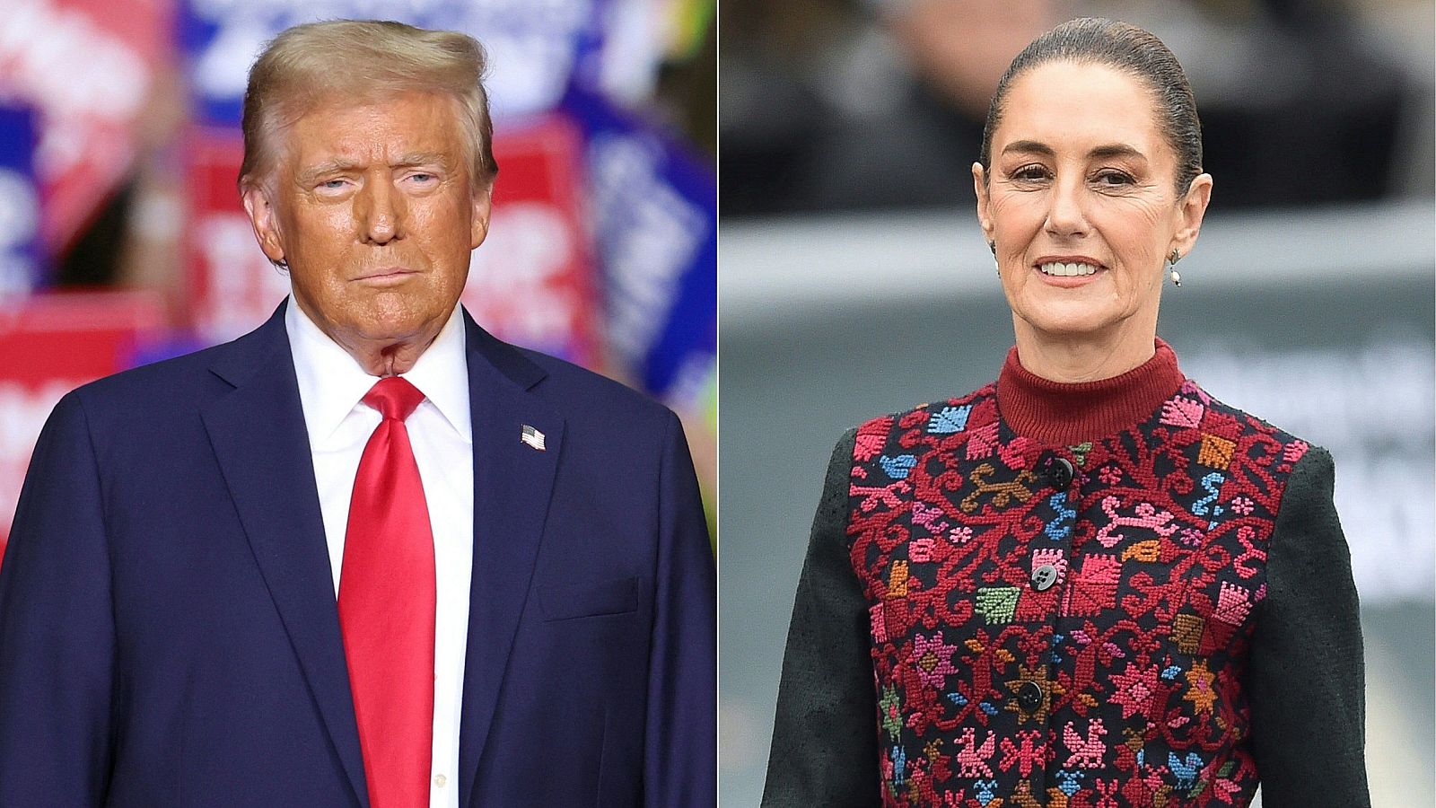 El presidente electo de Estados Unidos, Donald Trump, y su homóloga mexicana, Claudia Sheinbaum