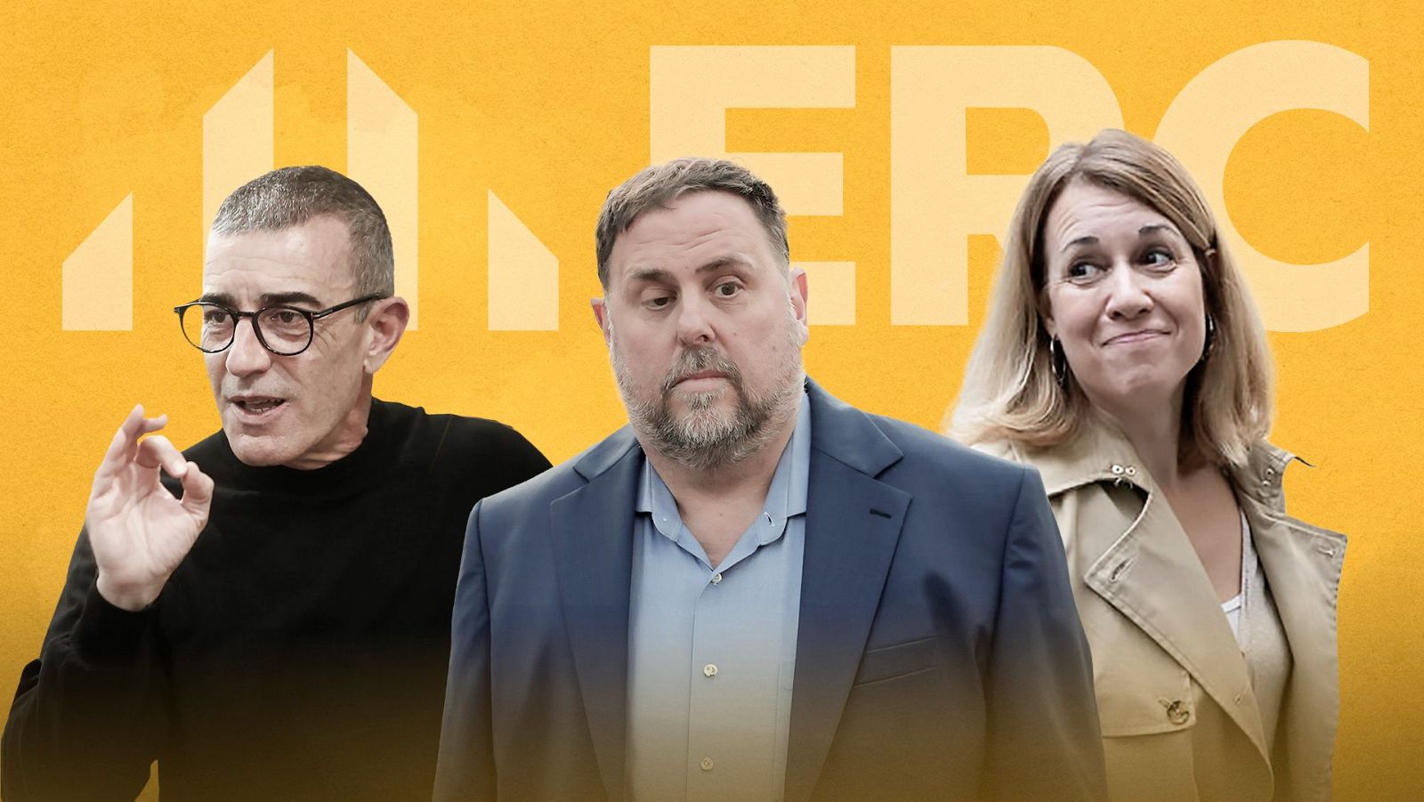 Los tres candidatos Xavier Godàs, Oriol Junqueras y Helena Solà luchan por el liderazgo del partido