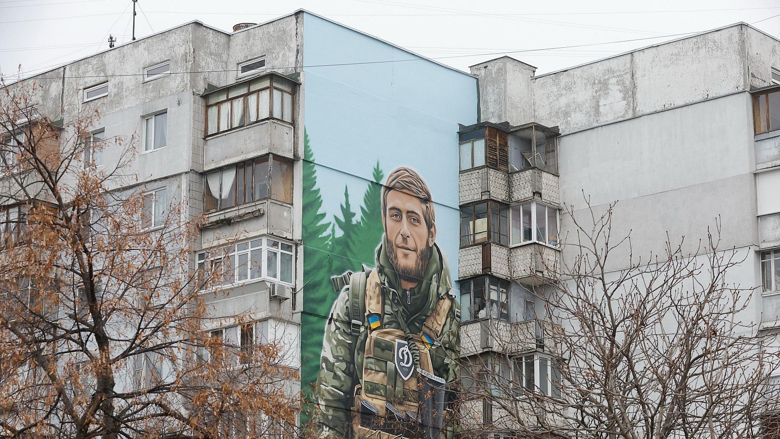 Mural en Kiev en memoria del soldado ucraniano fallecido Maksym Bordus