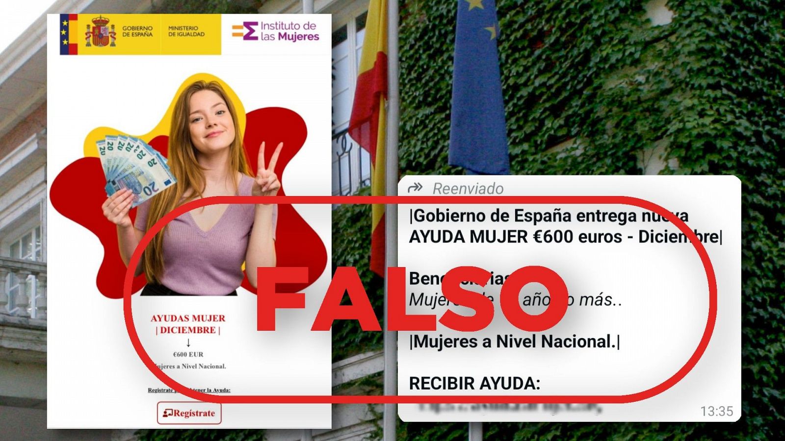 El Gobierno no da una ayuda de 600 euros a mujeres a través de esta página, es falso