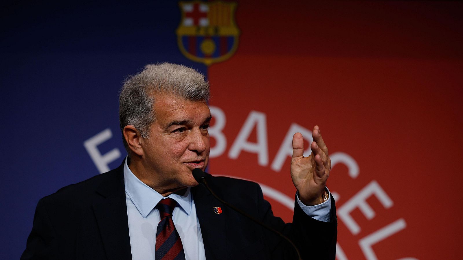 Joan Laporta, durante la comida de Navidad del FC Barcelona