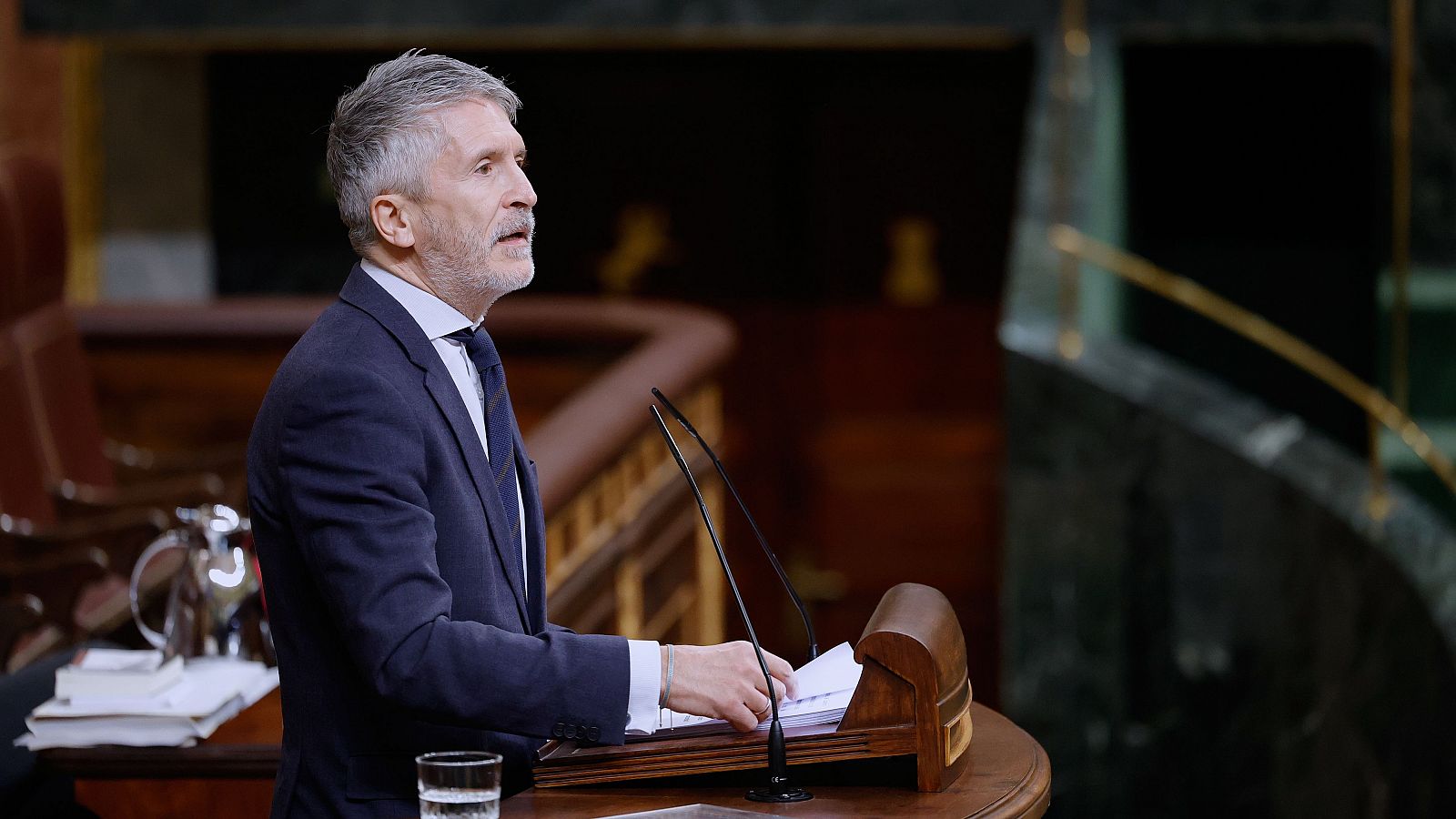 El ministro de Interior, Fernando Grande-Marlaska, durante su comparecencia por la DANA en el Congreso