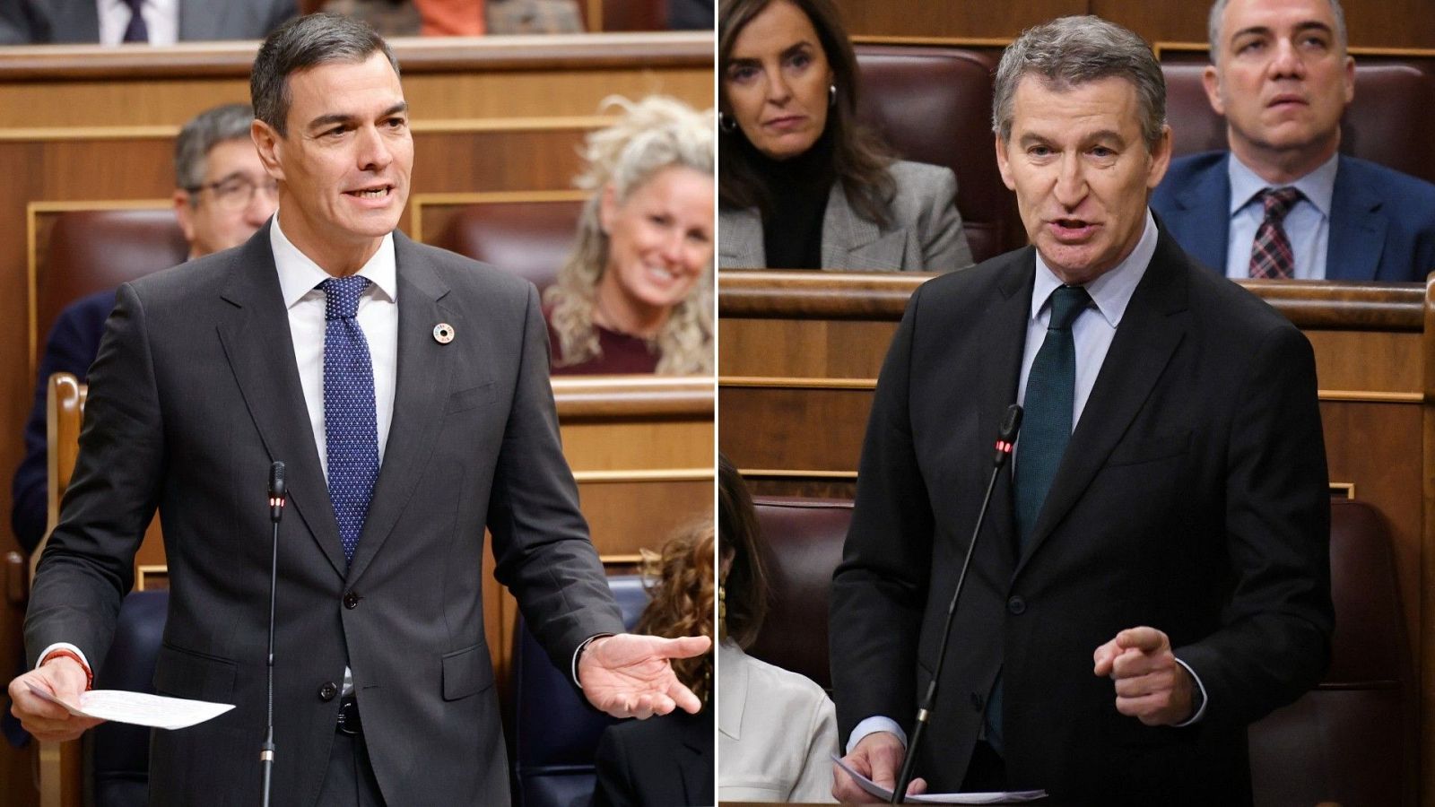 Pedro Sánchez y Alberto Núñez Feijóo, en una sesión de control al Gobierno en el Congreso el 18 de diciembre