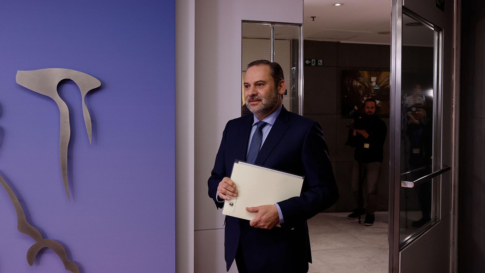 El exministro de Transportes José Luis Ábalos, este jueves durante una rueda de prensa en el Congreso de los Diputados