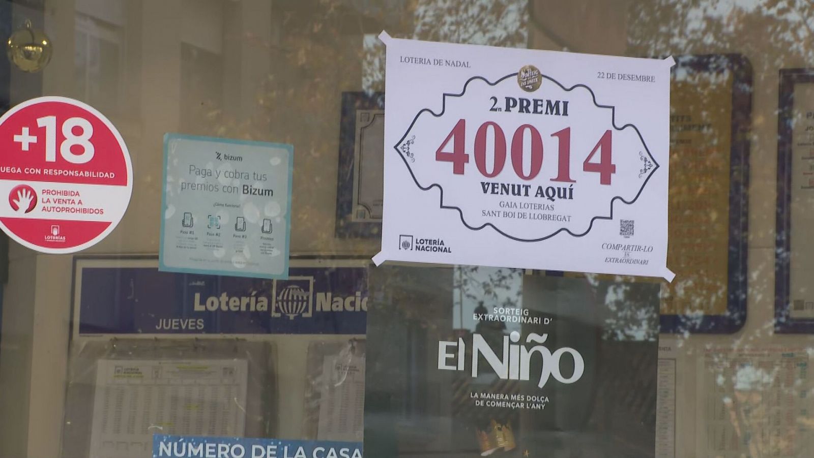 El 40.014, segon premi de la Loteria de Nadal.