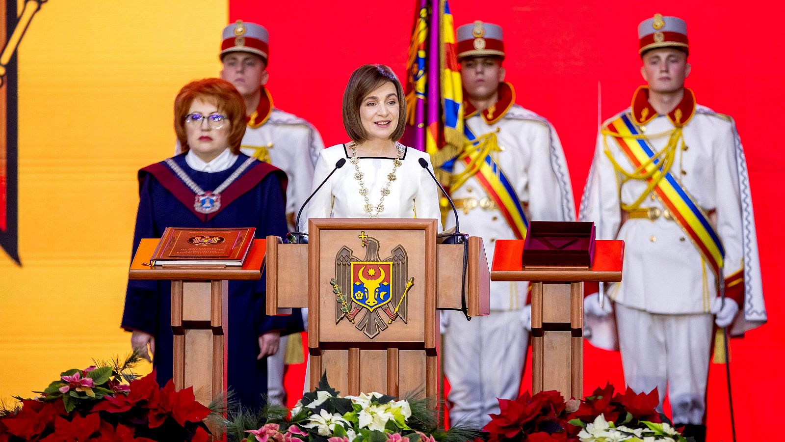 La presidenta de Moldavia, Maia Sandu, durante la ceremonia de su investidura