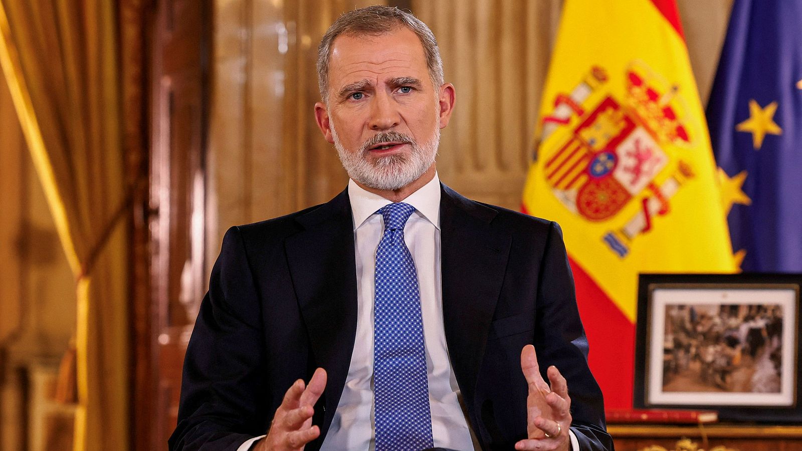 Discurso de Navidad del rey Felipe VI: el monarca durante su discurso de Navidad de 2024