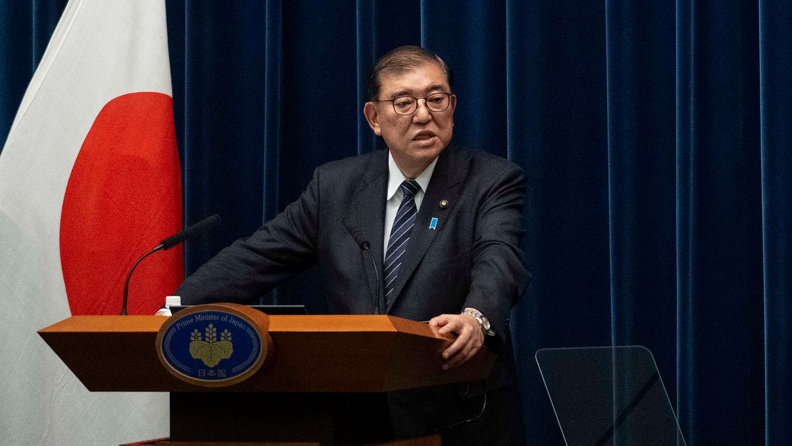 El primer ministro japonés, Shigeru Ishiba, durante una conferencia de prensa en Tokio