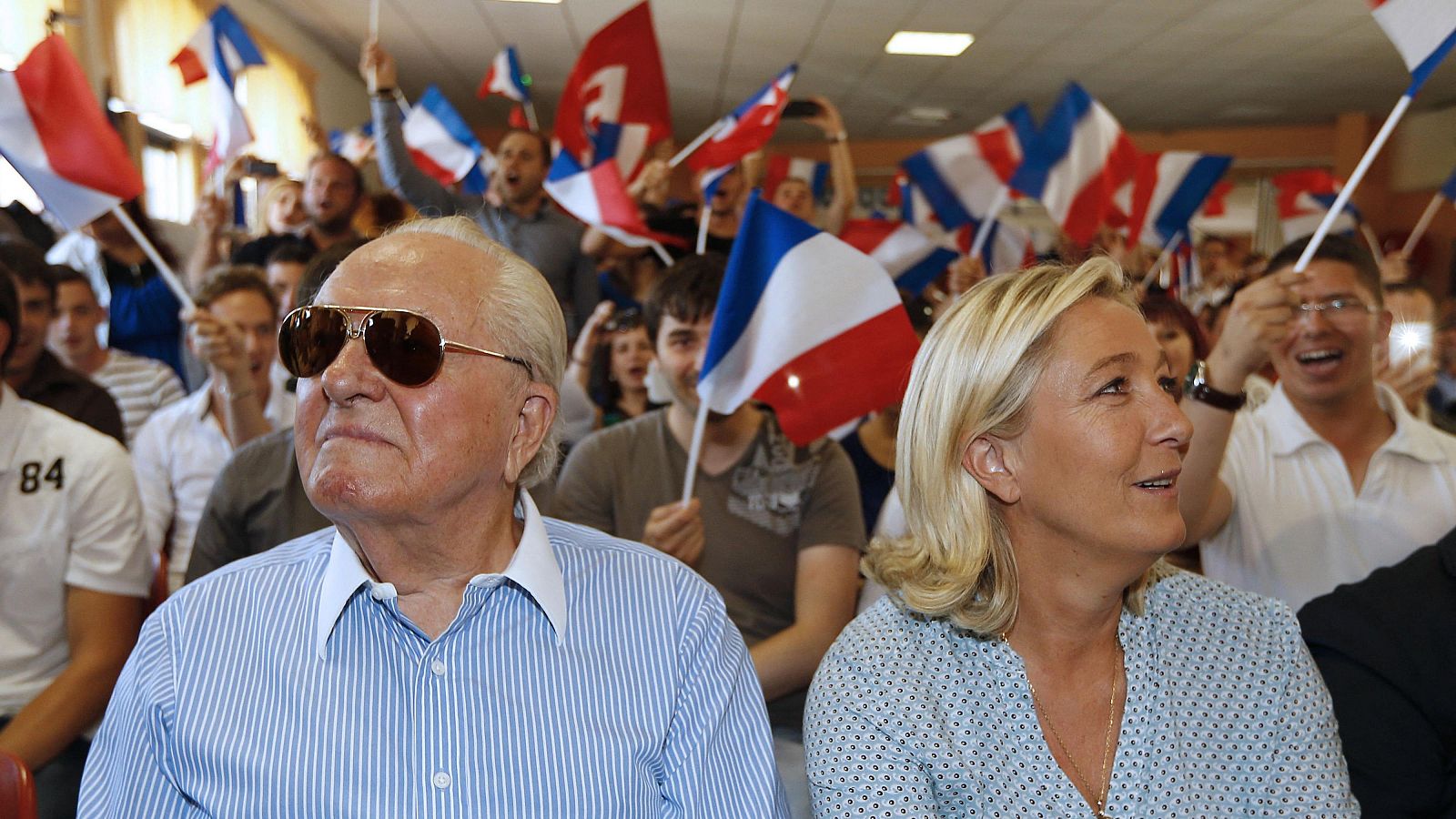 Jean Marie Le Pen y Marine Le Pen en 2014