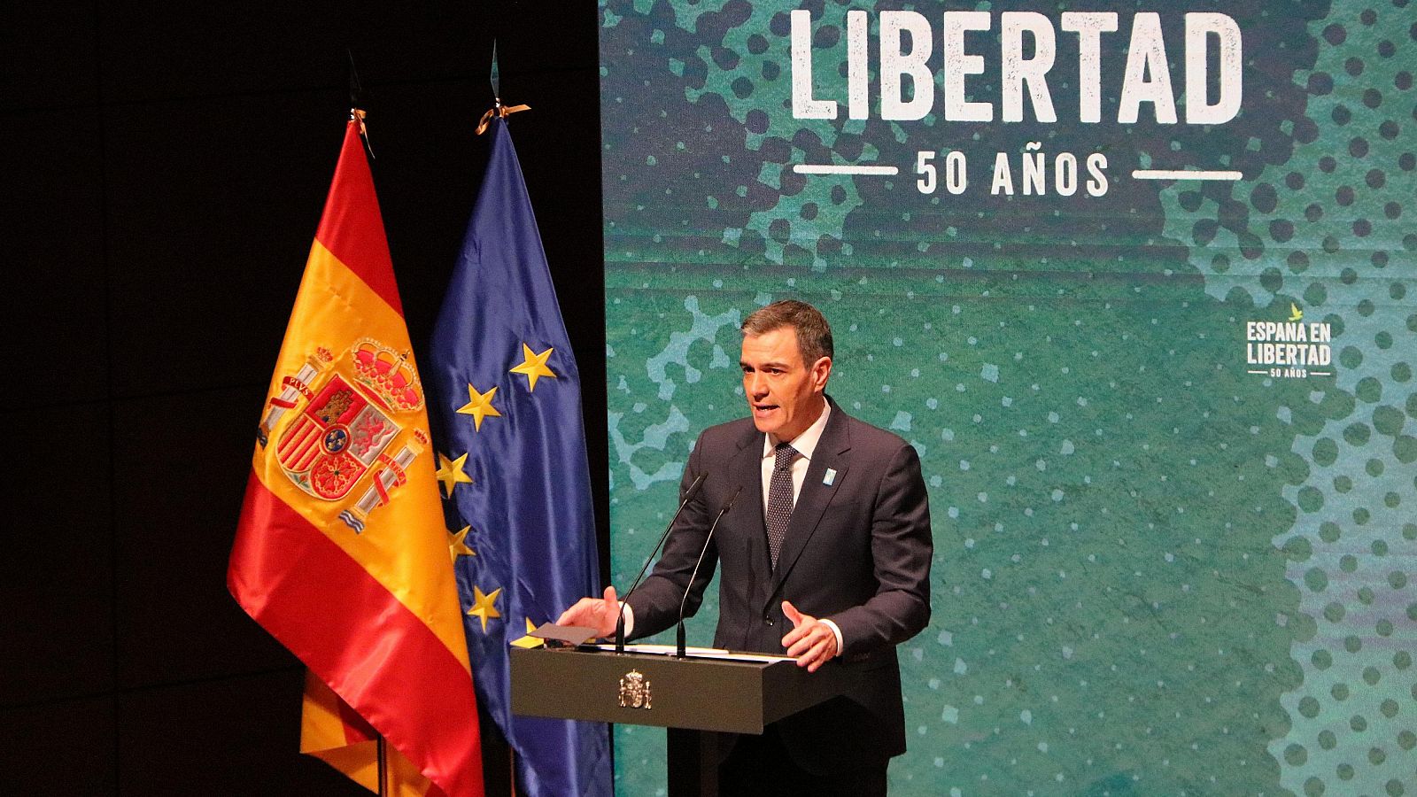 El president espanyol, Pedro Sánchez, aquest dimecres a l'acte celebrat al Museu Reina Sofia de Madrid | ACN