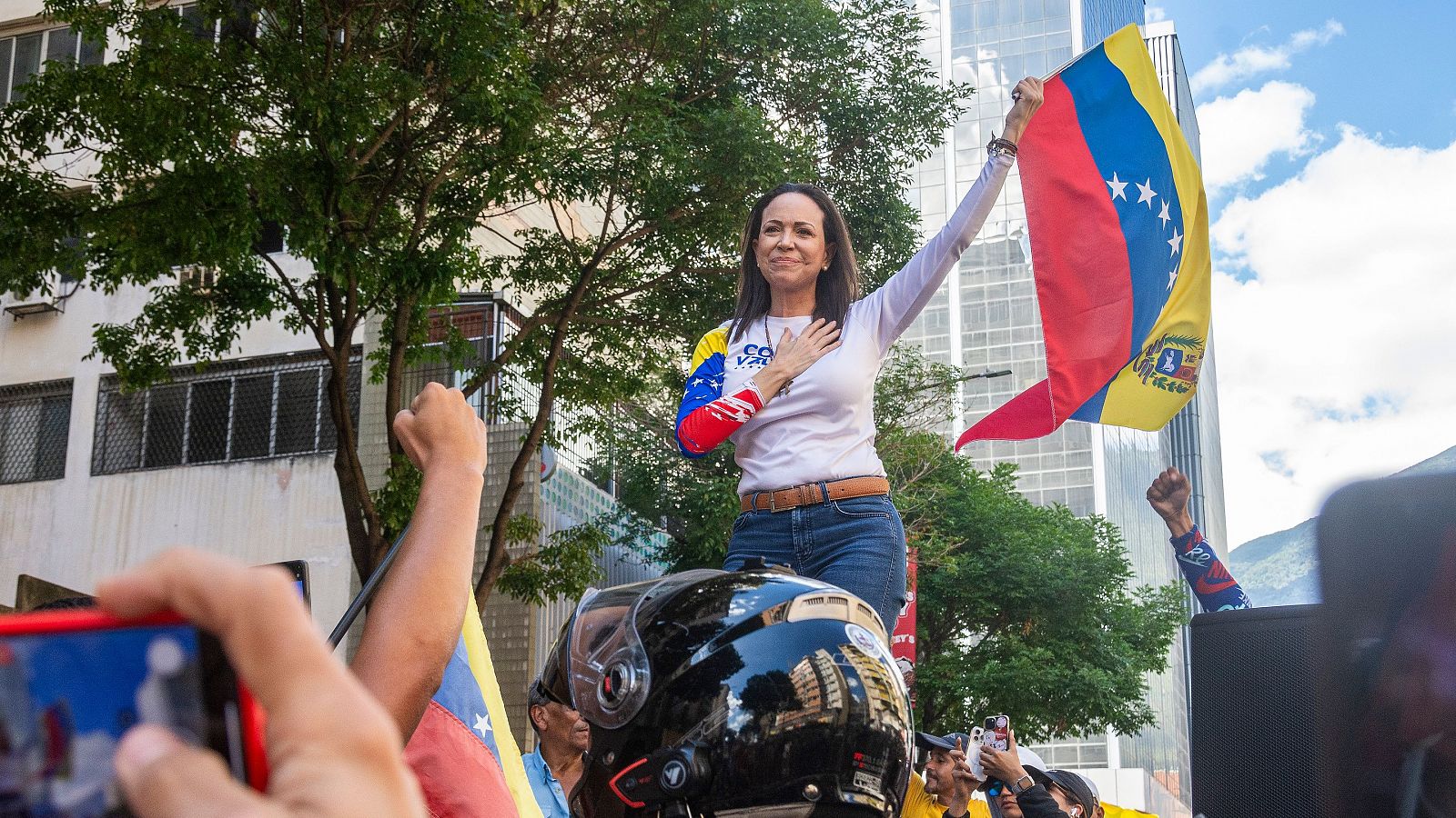 La líder opositora venezolana María Corina Machado en Caracas