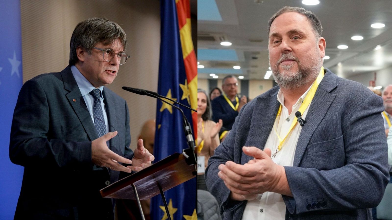 El presidente de Junts, Carles Puigdemont, y el de ERC, Oriol Junqueras