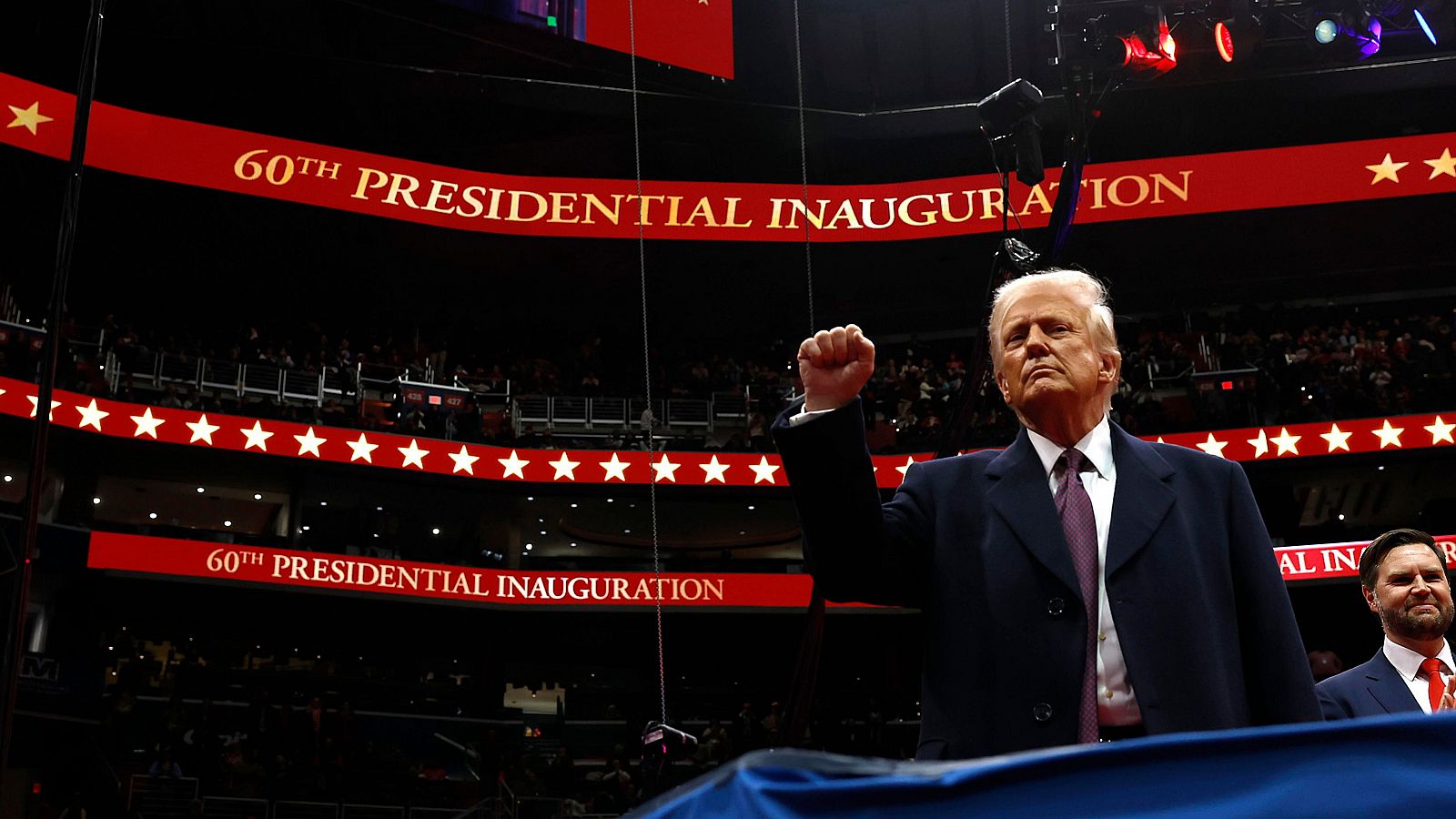 El presidente de Estados Unidos, Donald Trump, durante en el estadio Capital One Arena en Washington