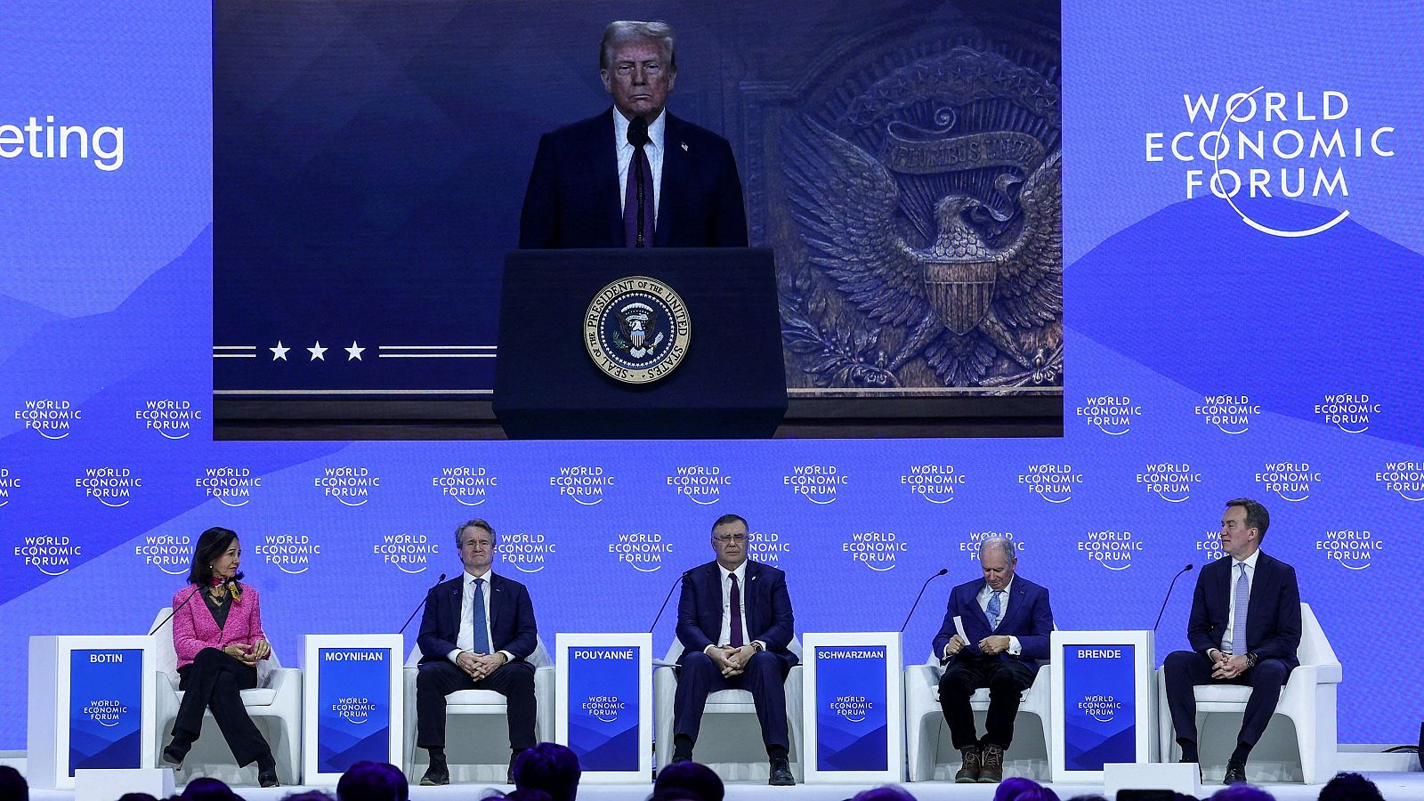 El presidente de Estados Unidos, Donald Trump, pronuncia un discurso en Davos de manera telemática