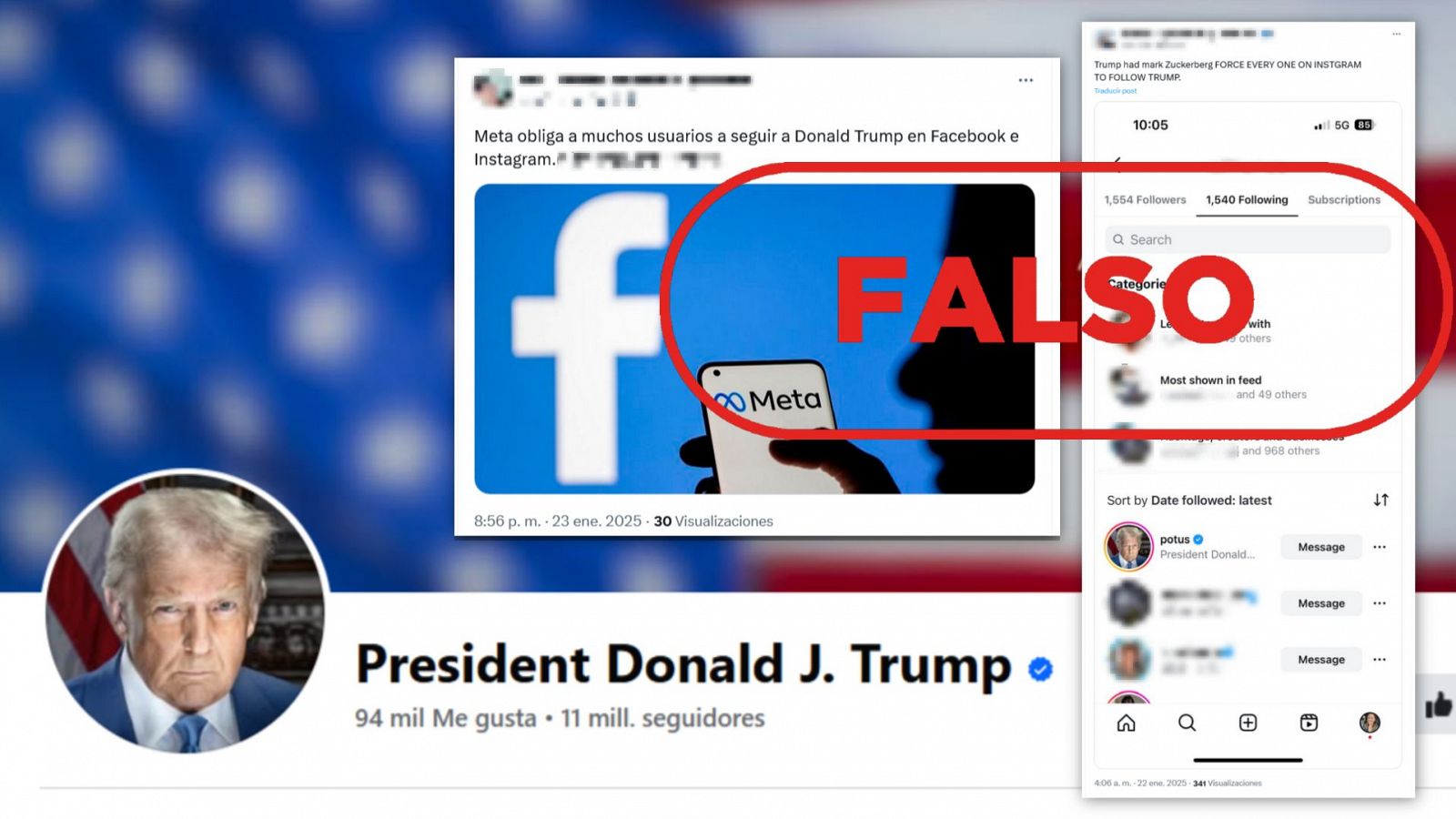 Meta no te obliga a seguir a Donald Trump en Facebook e Instagram