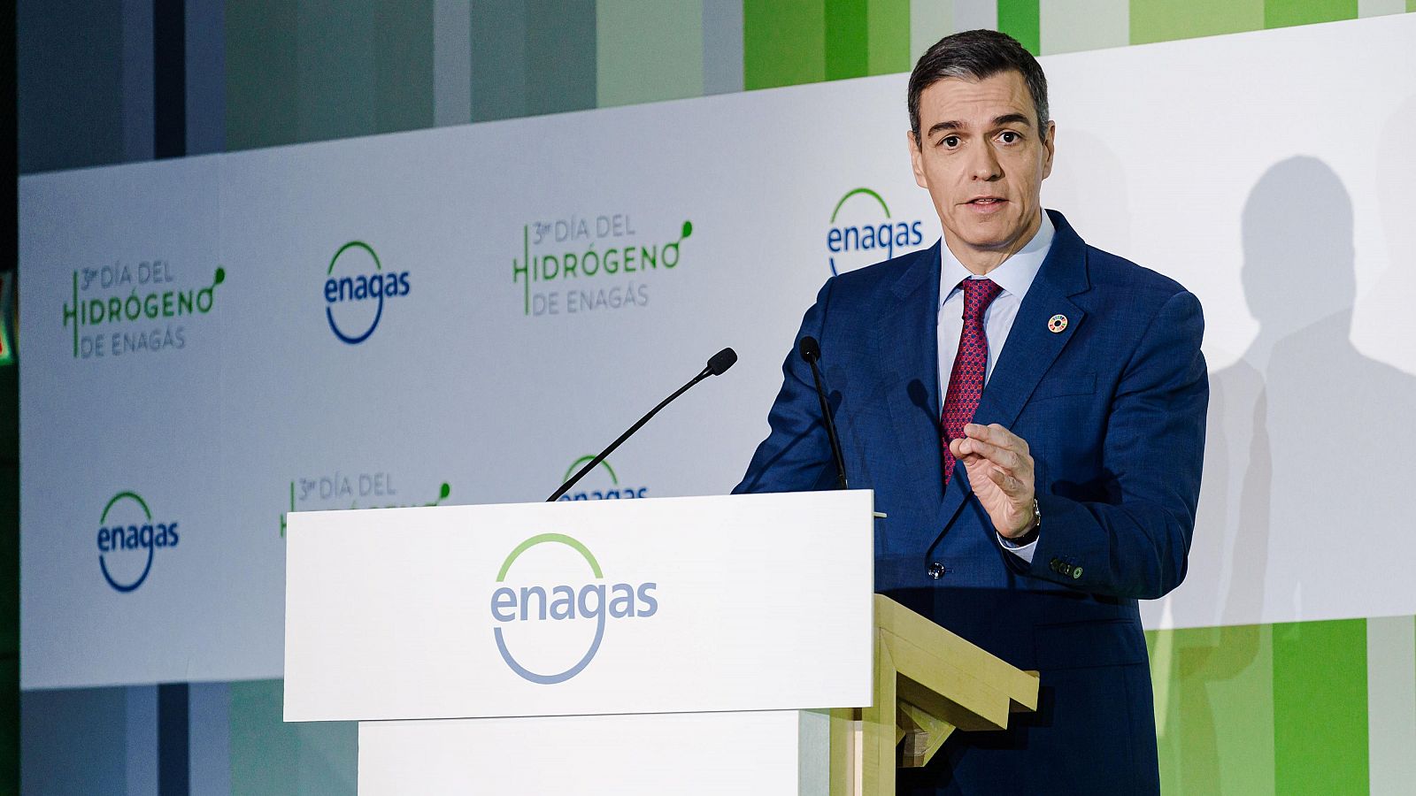 Pedro Sánchez durante su intervención en el tercer 'Día del Hidrógeno' de Enegás