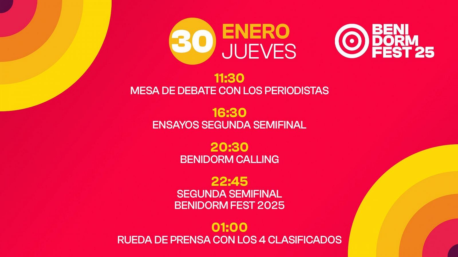 Agenda Benidorm Fest 2025 - jueves 30 de enero