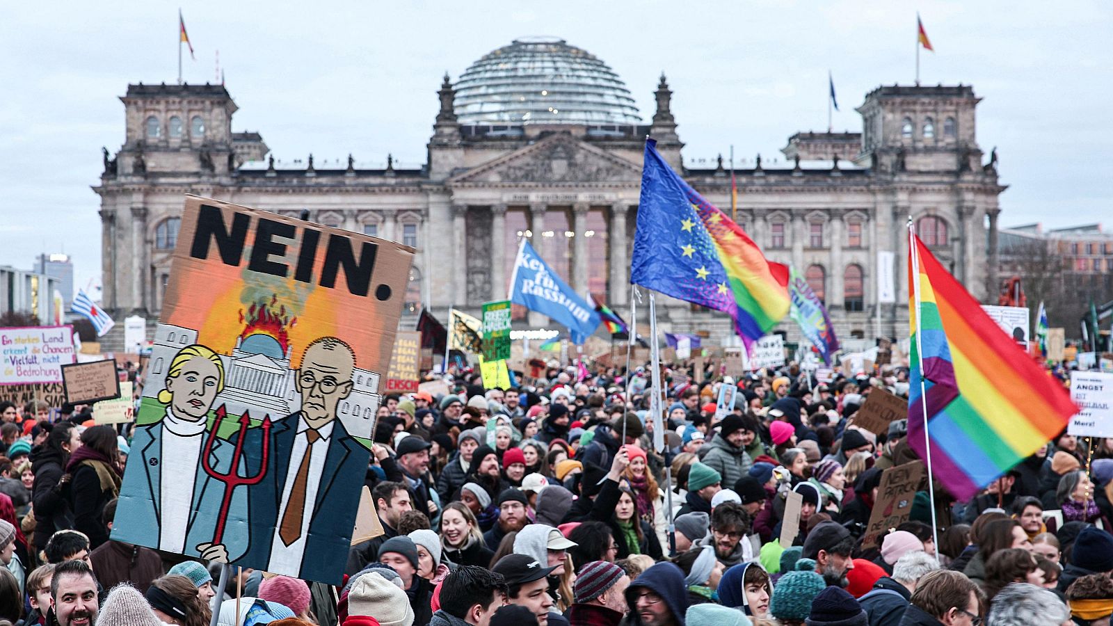 Masiva protesta en Berlín contra la extrema derecha