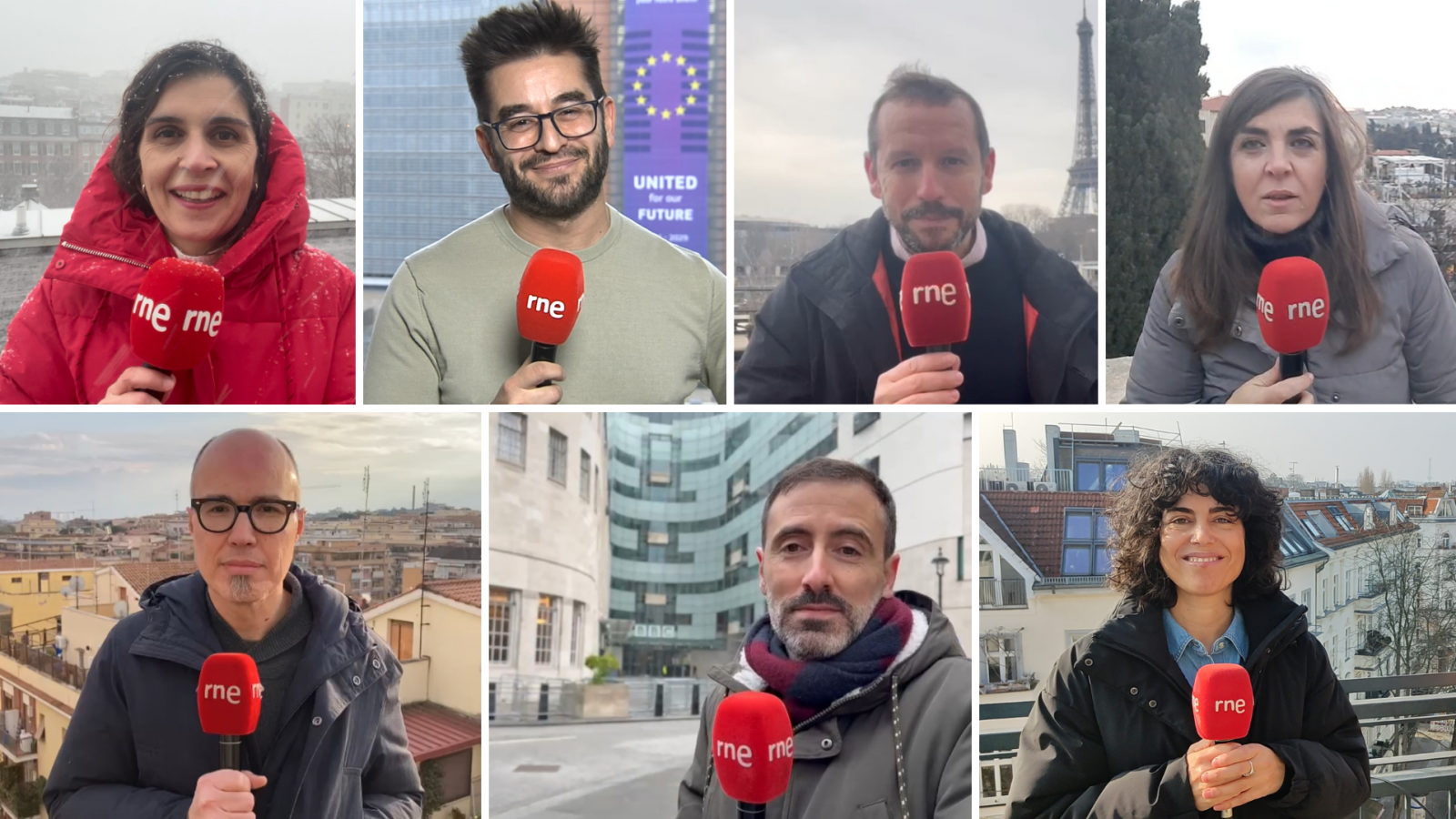 En la fila superior, de izquierda a derecha están: María Carou, David Vidueiro, Antonio Delgado y Laura Alonso. En la fila inferior, de izquierda a derecha están: Jordi Barcia, Guillaume Bontoux y Beatriz Domínguez.