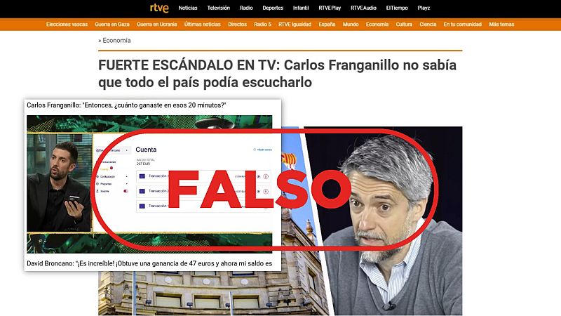 No es Carlos Franganillo promocionando en RTVE una plataforma de inversión