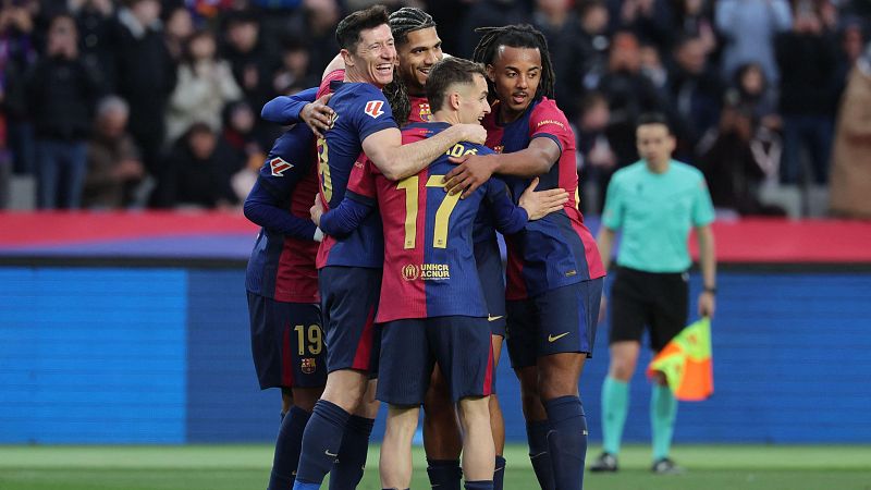 El Barça celebra un gol