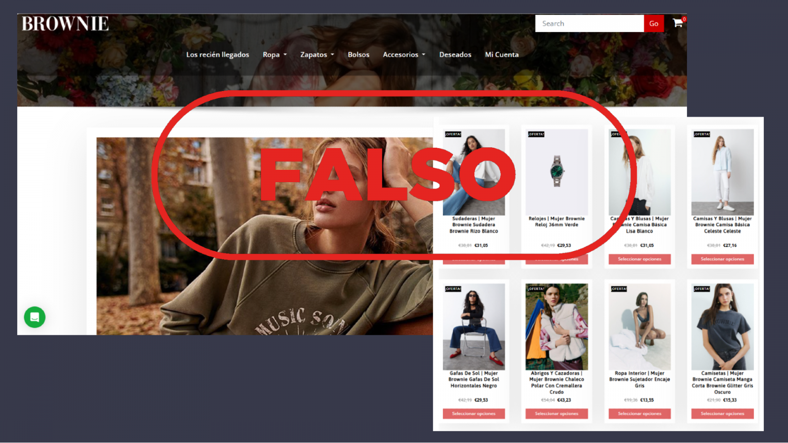 Esta página web que anuncia descuentos en Brownie es falsa 