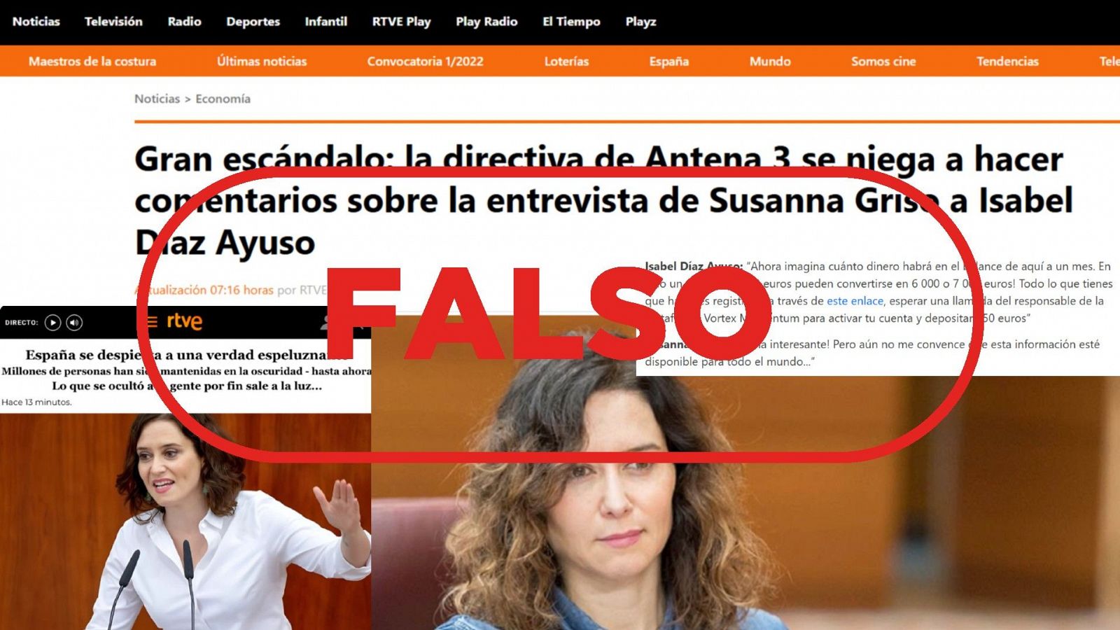 RTVE no ha publicado esta entrevista a Ayuso, es una suplantación