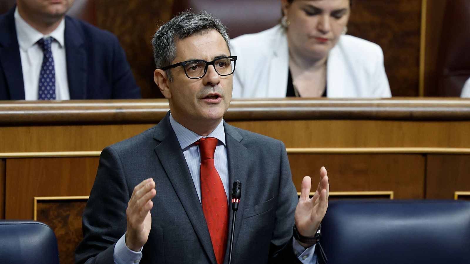 El ministro de la Presidencia, Justicia y Relaciones con las Cortes, Félix Bolaños, en el Congreso de los Diputados.