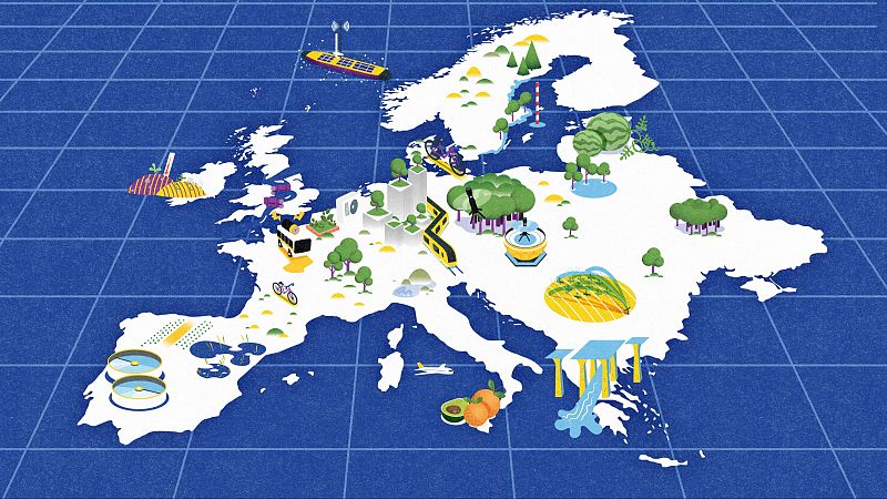 Mapa de las distintas soluciones frente al cambio climático en Europa