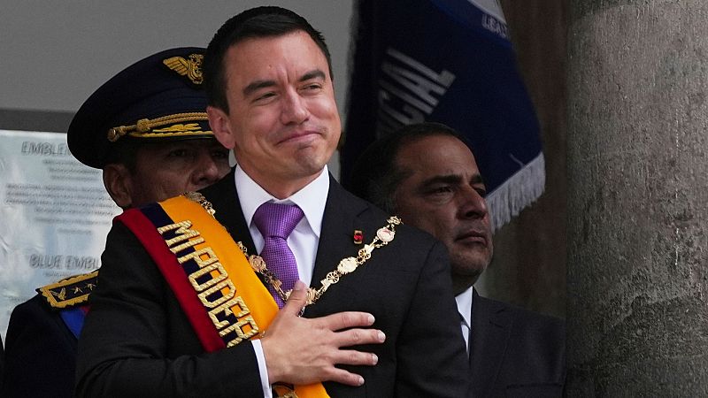 El presidente de Ecuador, Daniel Noboa, durante su toma de posesión en mayo de 2025