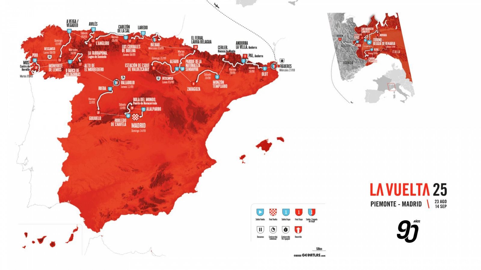 Vuelta a España 2025: mapa