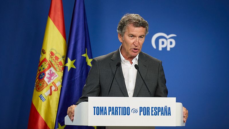 El presidente del PP, Alberto Núñez Feijóo, durante una rueda de prensa posterior a la reunión del Comité de Dirección del PP