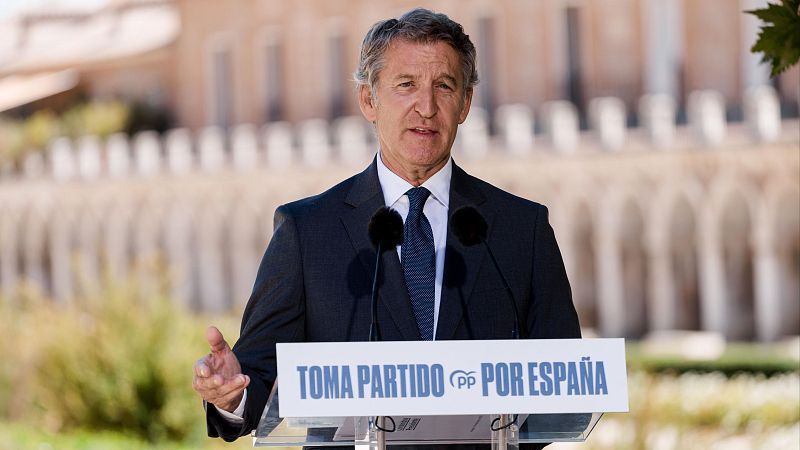 El presidente del PP, Alberto Núñez Feijóo, en la rueda de prensa posterior al Consejo de Dirección de su partido
