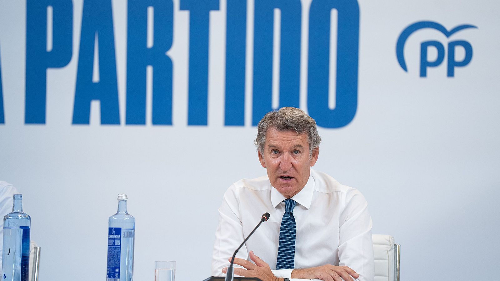 El presidente del PP, Alberto Núñez Feijóo, en una reunión del partido