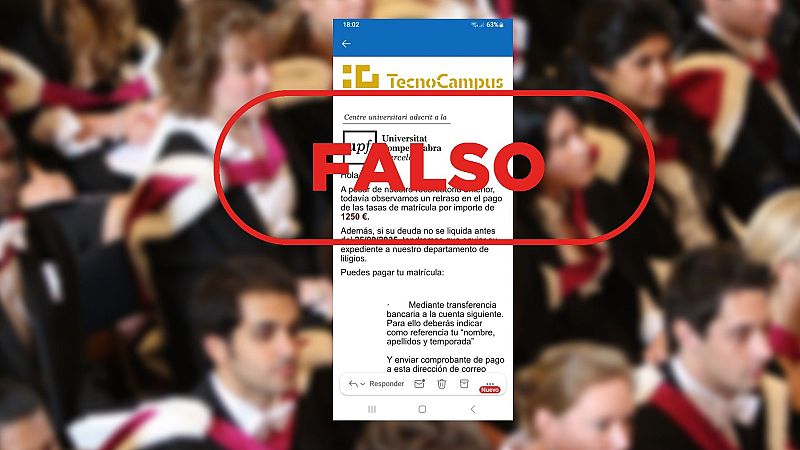 Esta reclamación de un pago urgente a TecnoCampus es un fraude