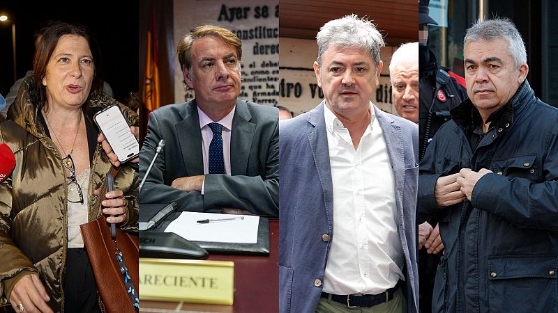 La exmilitante del PSOE Leire Díez; el expresidente de la SEPI Vicente Fernández; el dueño de Servinabar, Antxon Alonso, y el ex secretario de Organización del PSOE Santos Cerdán.