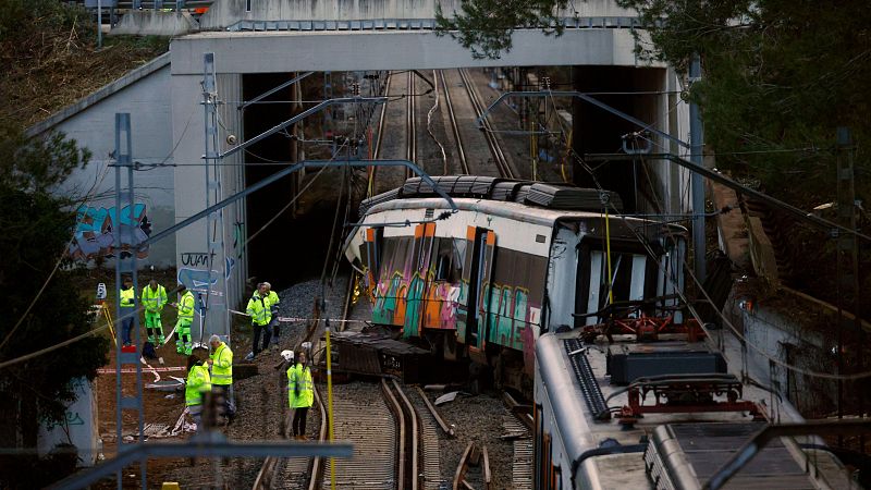 Así quedó el tren accidentado en Gelida (Barcelona) el pasado día 20.