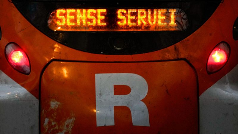 Frontal d'un tren de Rodalies fora de servei