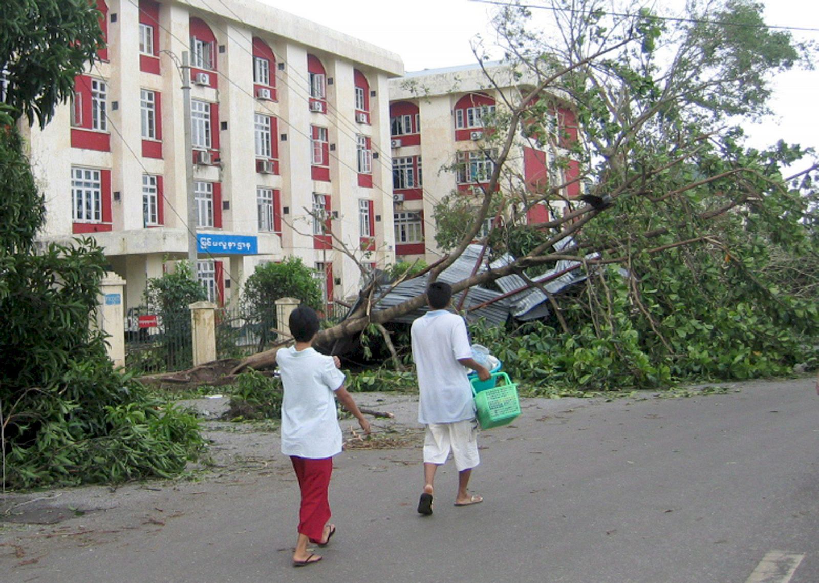 UN ÁRBOL CAÍDO IMPIDE LA ENTRADA AL HOSPITAL GENERAL DE YANGON