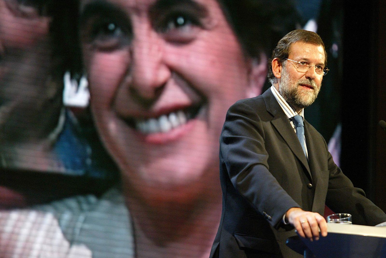 Spain's opposition leader Rajoy addresses an electoral meeting in Bilbao.
