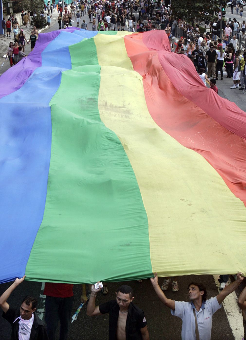 Manifestantes en el Día del Orgullo Gay de Sao Paulo