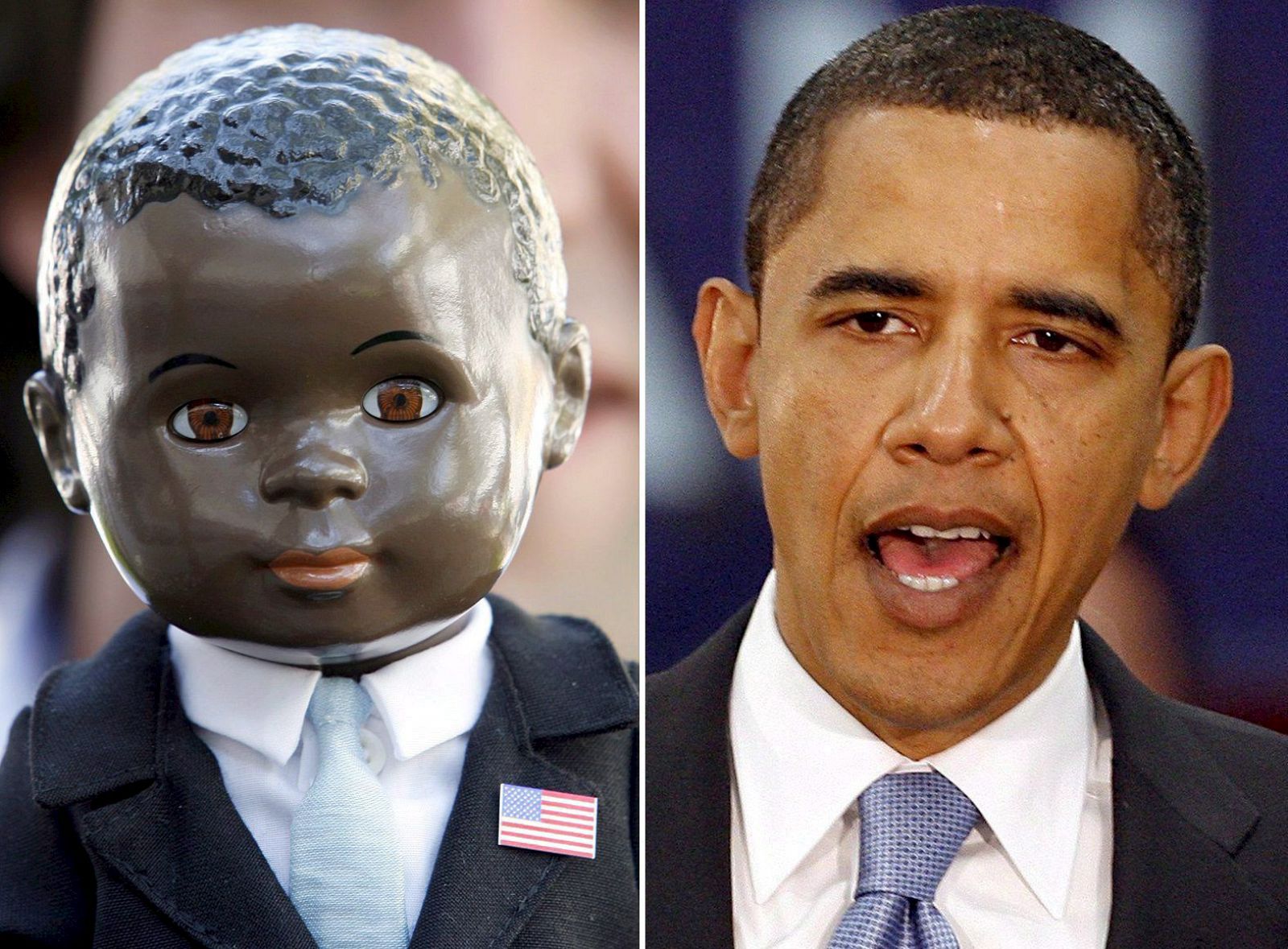 Un muñeco que representa a Obama