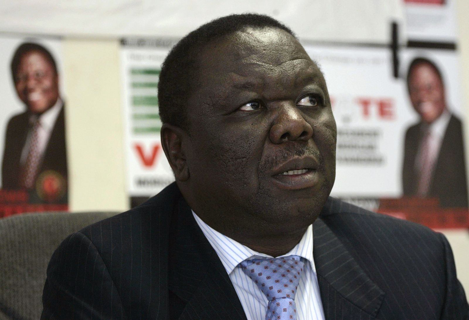 Morgan Tsvangirai en una rueda de prensa en Harare
