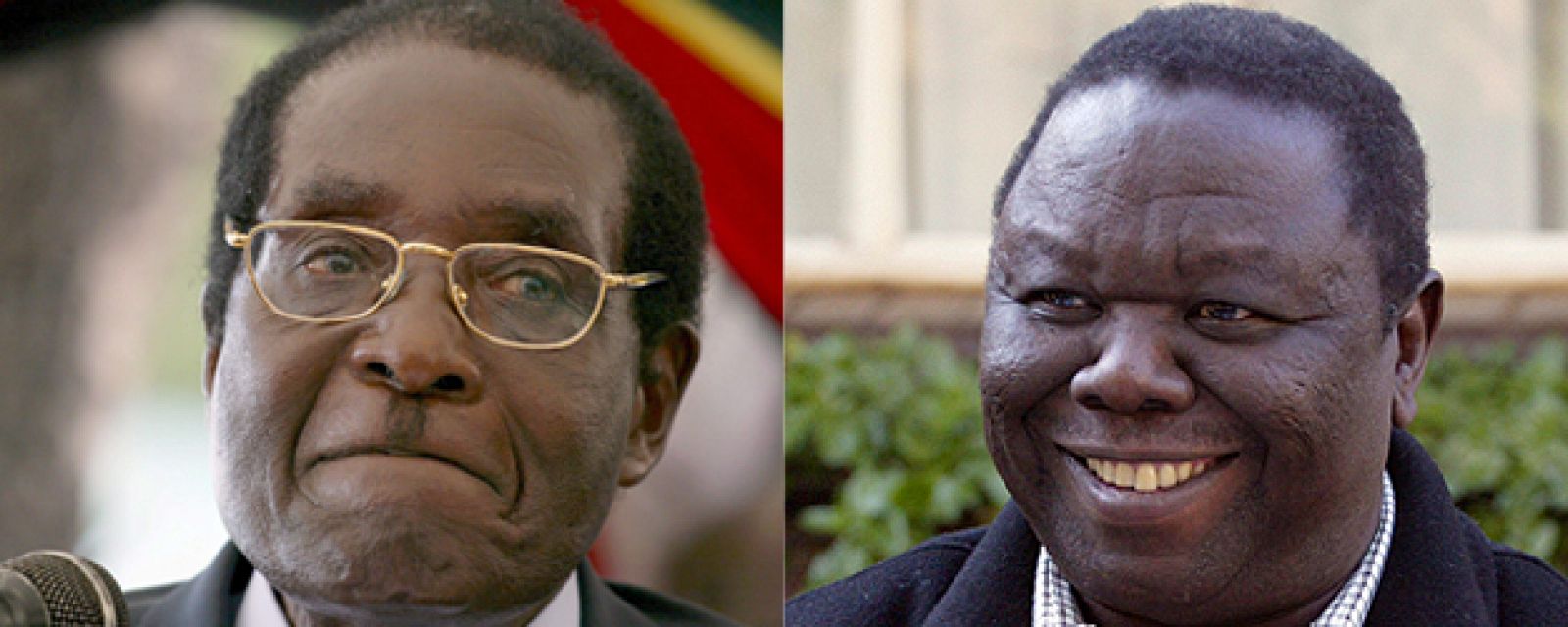 Montaje fotográfico con las imágenes de Robert Mugabe y Morgan Tsvangirai.